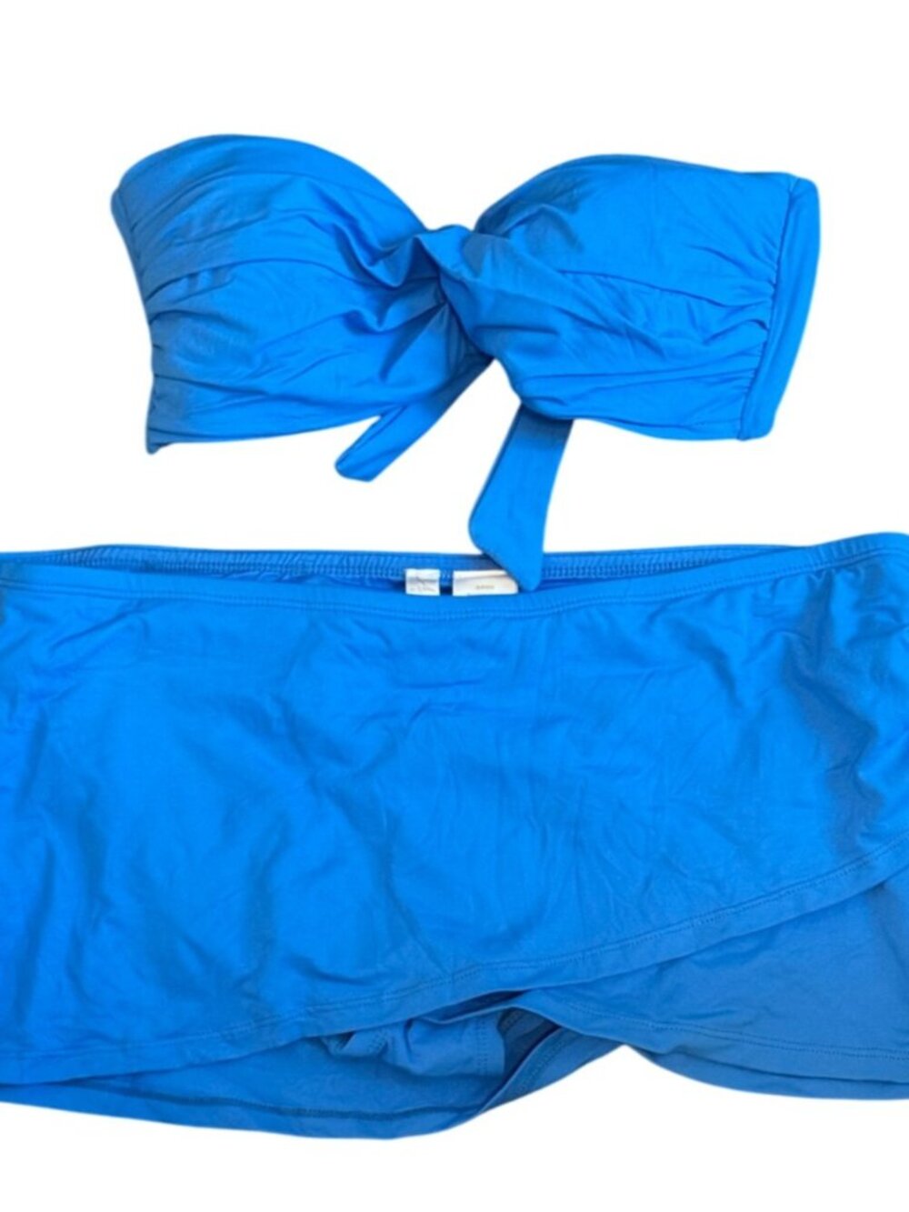 Bright Blue Bandeau Bikini Top with Matching Swim Skirt - Women's Swim